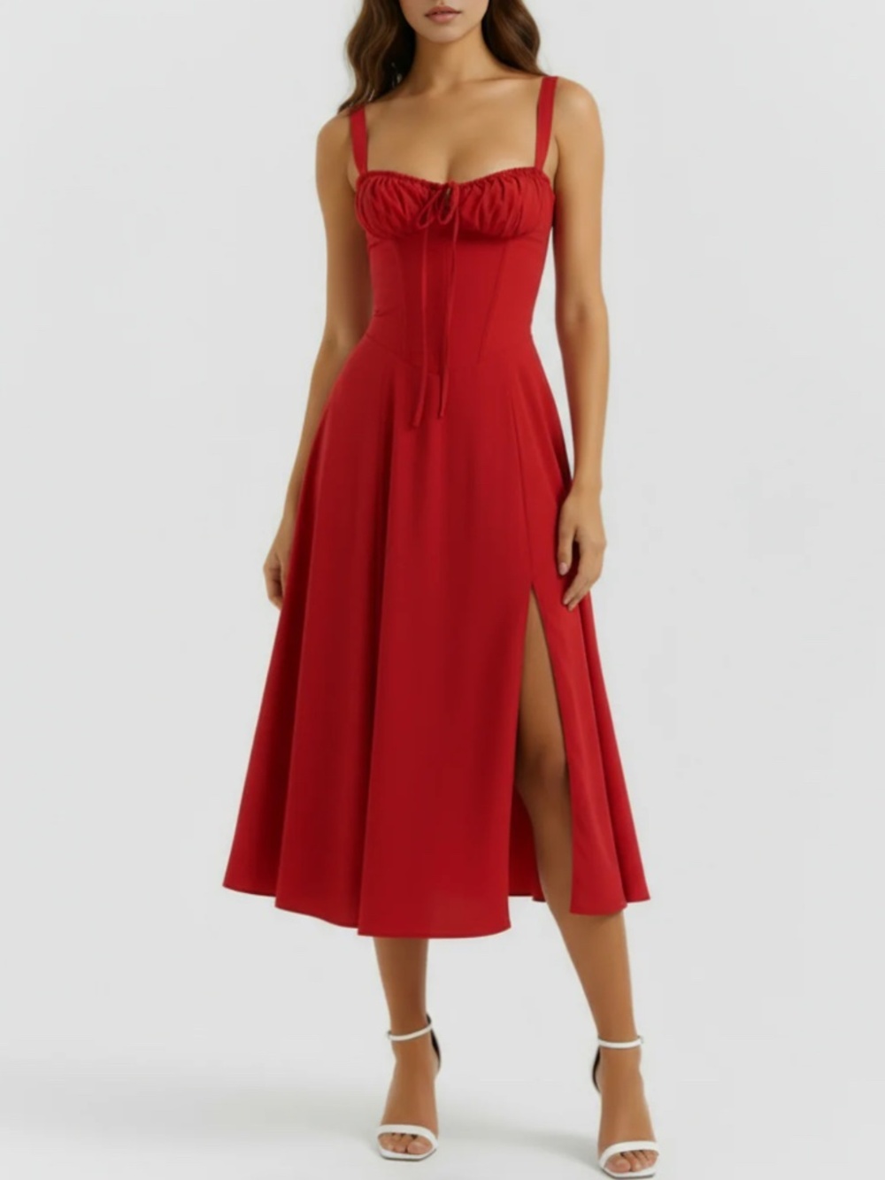 Red slit dress